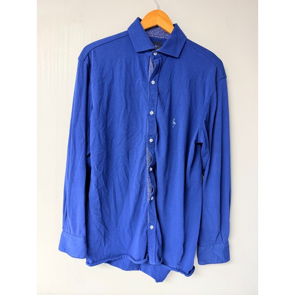 Tailorbyrd Collection Men's Medium Blue Cotton Long Sleeve Button-Up Shirt